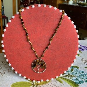 Tiger eye tree of life necklace